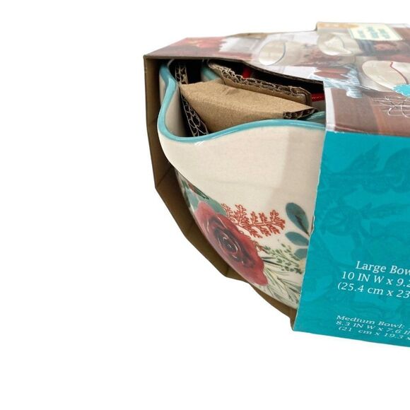 Pioneer Woman Wishful Winter Mixing Bowls With Spout Set New - Picture 12 of 15